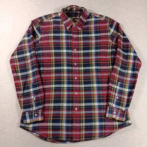 Polo Ralph Lauren Shirt Mens Large Classic Fit Madras Plaid Flesh Pony Flannel